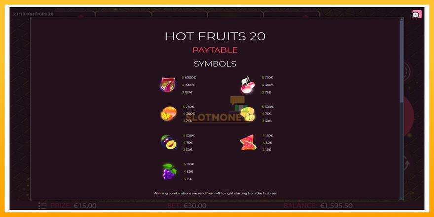 Máquina de jogos Hot Fruits 20 - chance de ganhar dinheiro, foto 5