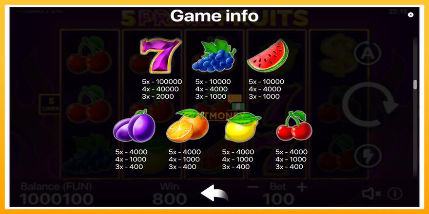 Máquina de jogos 5 Prime Fruits - chance de ganhar dinheiro, foto 5