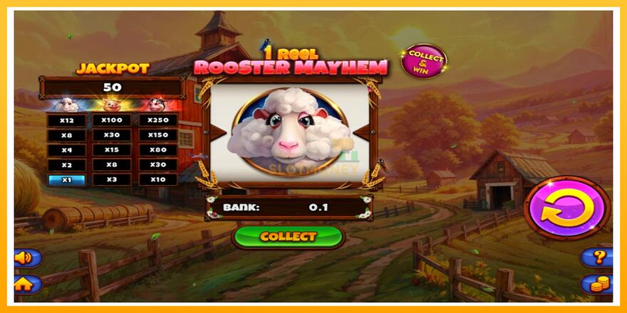 Máquina de jogos 1 Reel Rooster Mayhem - chance de ganhar dinheiro, foto 2