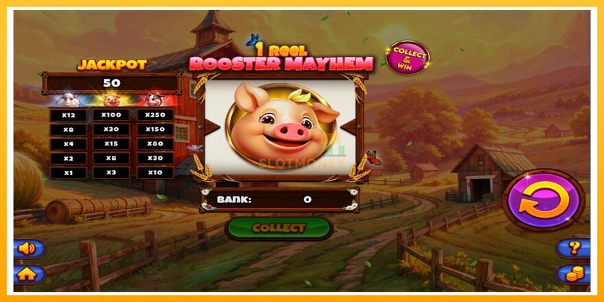 Máquina de jogos 1 Reel Rooster Mayhem - chance de ganhar dinheiro, foto 3