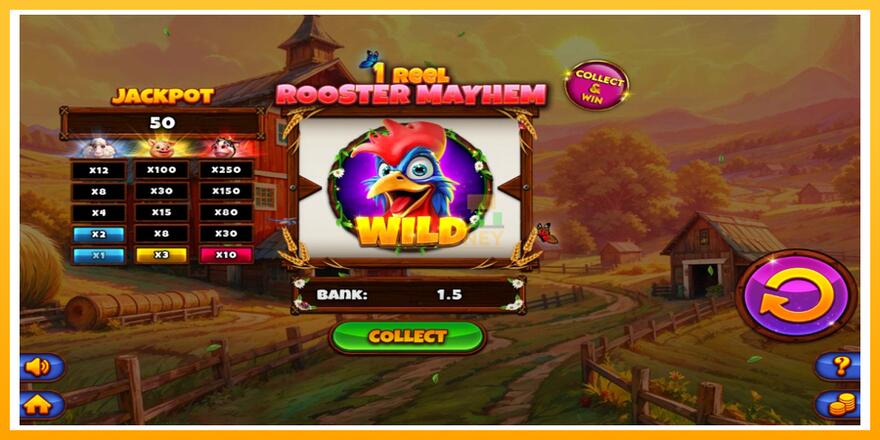 Máquina de jogos 1 Reel Rooster Mayhem - chance de ganhar dinheiro, foto 4