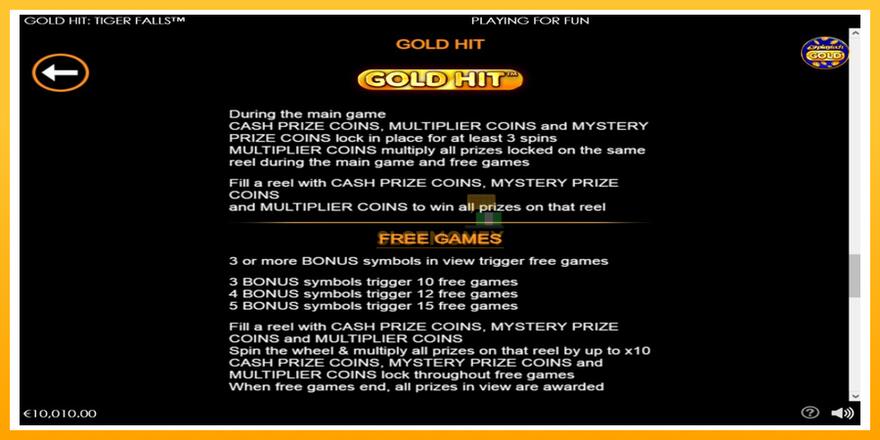 Máquina de jogos Gold Hit: Tiger Falls - chance de ganhar dinheiro, foto 6