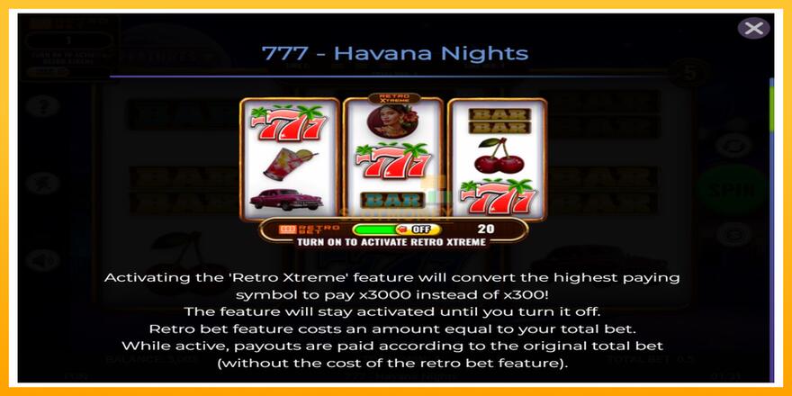 Máquina de jogos 777 - Havana Nights - chance de ganhar dinheiro, foto 4