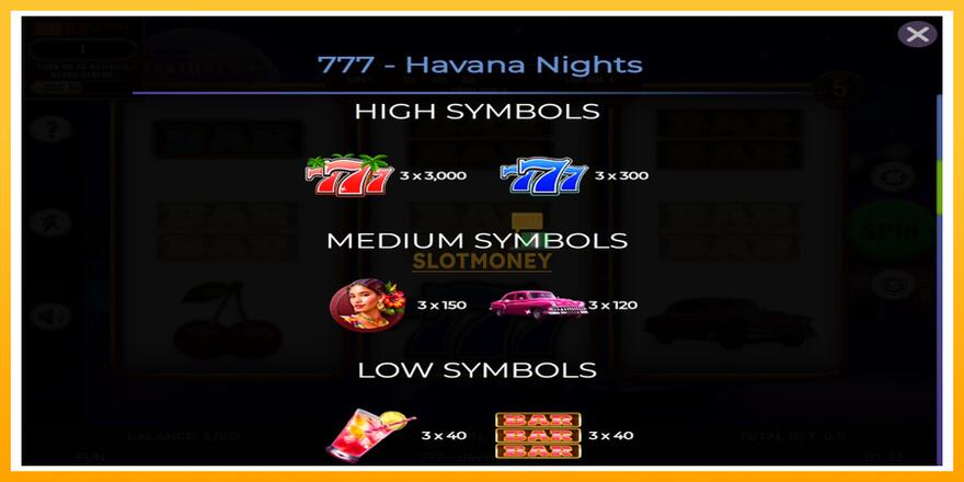 Máquina de jogos 777 - Havana Nights - chance de ganhar dinheiro, foto 5