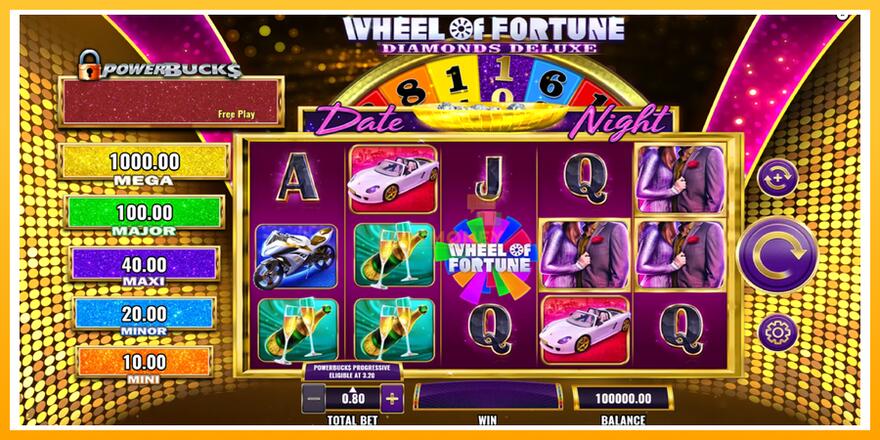 Máquina de jogos PowerBucks Wheel of Fortune Diamonds Deluxe Date Night - chance de ganhar dinheiro, foto 2