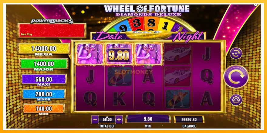 Máquina de jogos PowerBucks Wheel of Fortune Diamonds Deluxe Date Night - chance de ganhar dinheiro, foto 3