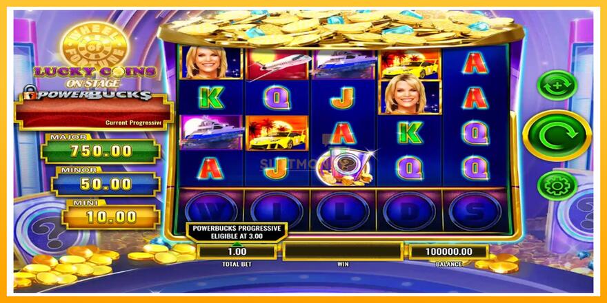 Máquina de jogos PowerBucks Wheel of Fortune Lucky Coins On Stage - chance de ganhar dinheiro, foto 1