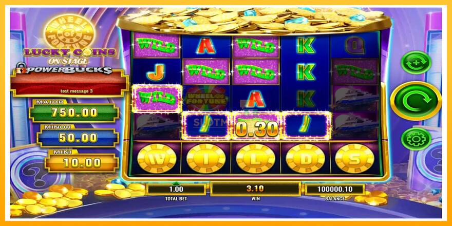 Máquina de jogos PowerBucks Wheel of Fortune Lucky Coins On Stage - chance de ganhar dinheiro, foto 4