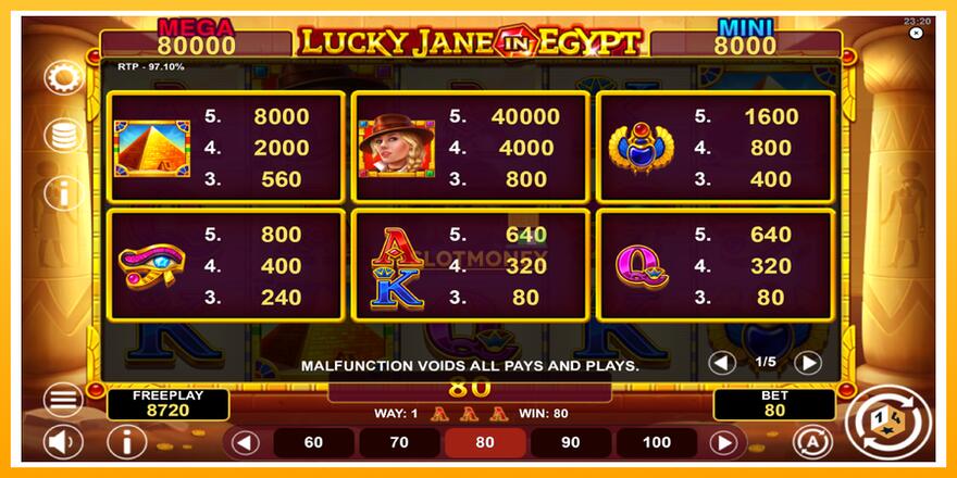 Máquina de jogos Lucky Jane in Egypt Hold & Win - chance de ganhar dinheiro, foto 5