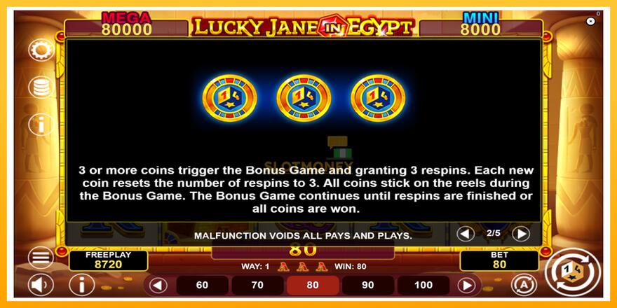 Máquina de jogos Lucky Jane in Egypt Hold & Win - chance de ganhar dinheiro, foto 6