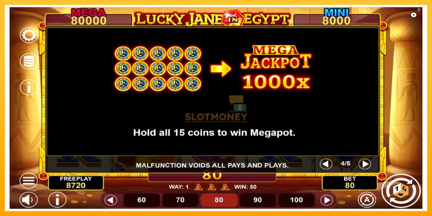 Máquina de jogos Lucky Jane in Egypt Hold & Win - chance de ganhar dinheiro, foto 7