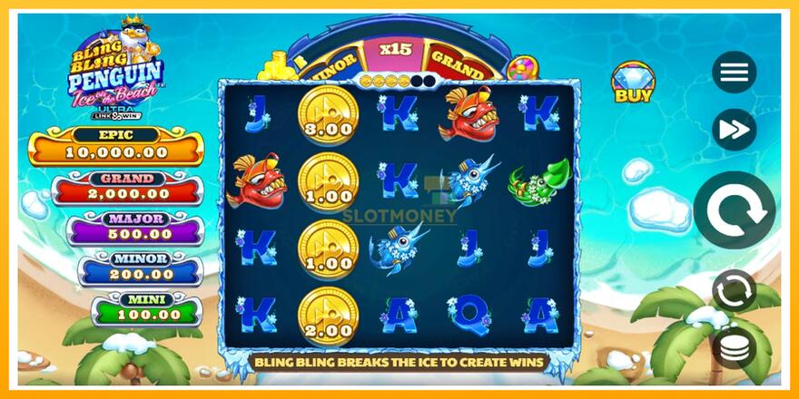 Máquina de jogos Bling Bling Penguin: Ice On The Beach - chance de ganhar dinheiro, foto 3