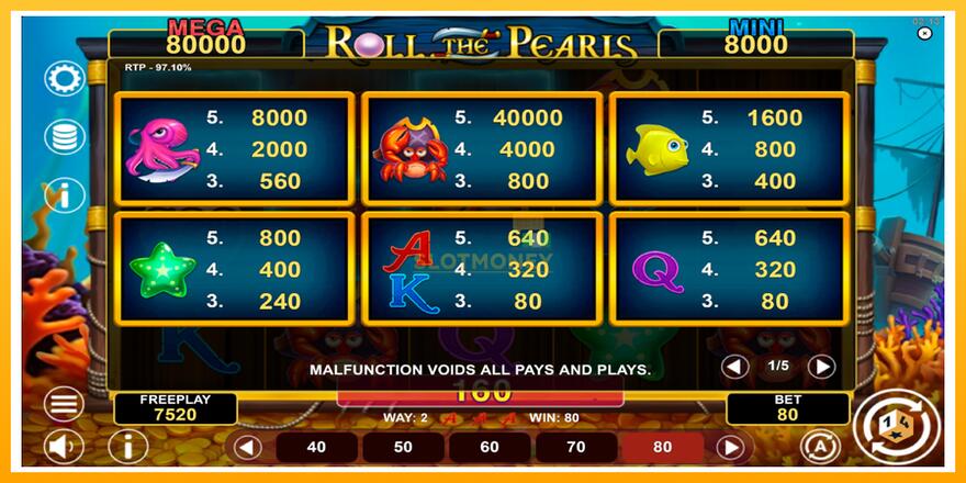 Máquina de jogos Roll The Pearls Hold & Win - chance de ganhar dinheiro, foto 5