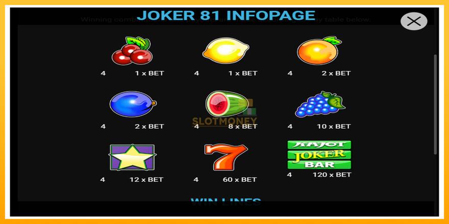 Máquina de jogos Joker 81 - chance de ganhar dinheiro, foto 3