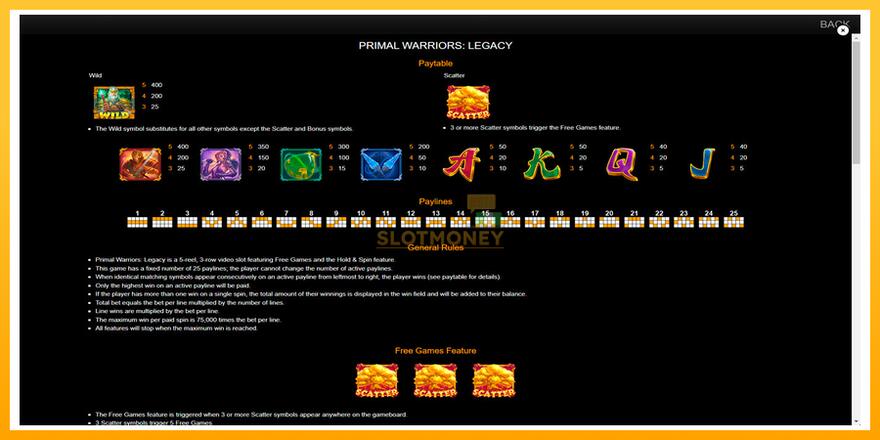 Máquina de jogos Primal Warriors: Legacy - chance de ganhar dinheiro, foto 7