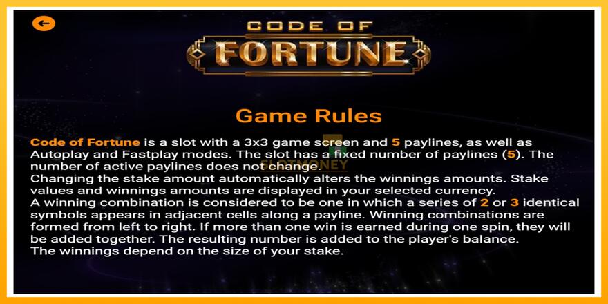 Máquina de jogos Code of Fortune - chance de ganhar dinheiro, foto 4