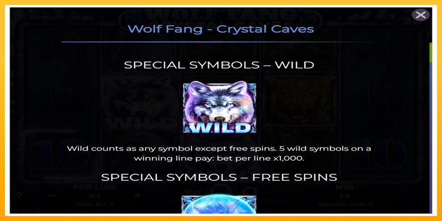 Máquina de jogos Wolf Fang - Crystal Caves - chance de ganhar dinheiro, foto 4