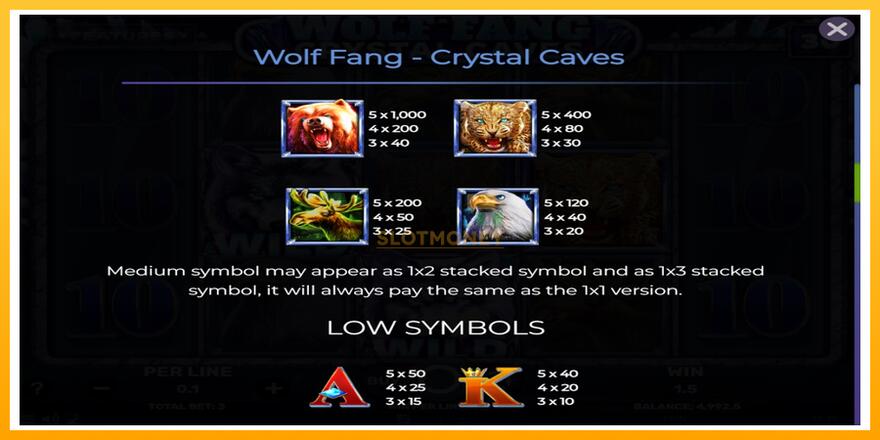 Máquina de jogos Wolf Fang - Crystal Caves - chance de ganhar dinheiro, foto 6