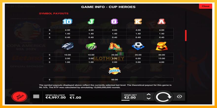 Máquina de jogos Cup Heroes - chance de ganhar dinheiro, foto 5