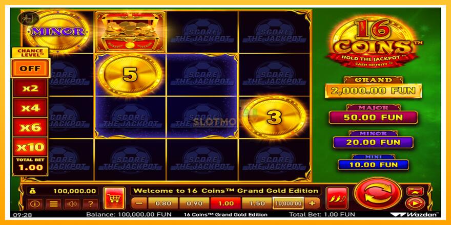 Máquina de jogos 16 Coins Grand Gold Edition Score The Jackpot - chance de ganhar dinheiro, foto 2