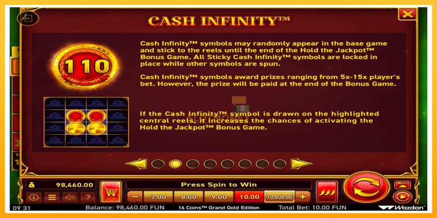 Máquina de jogos 16 Coins Grand Gold Edition Score The Jackpot - chance de ganhar dinheiro, foto 5