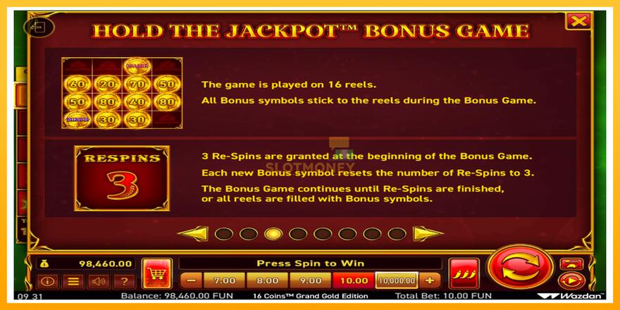 Máquina de jogos 16 Coins Grand Gold Edition Score The Jackpot - chance de ganhar dinheiro, foto 6