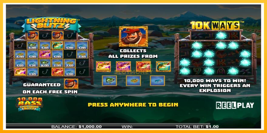 Máquina de jogos 10,000 Big Bass Lightning Blitz - chance de ganhar dinheiro, foto 1