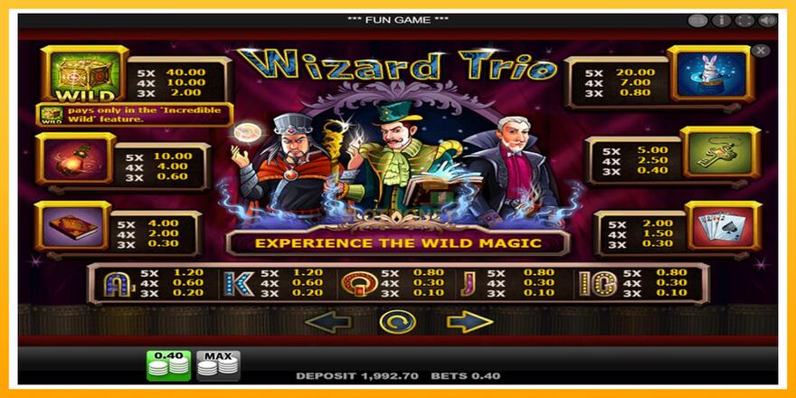 Máquina de jogos Wizard Trio - chance de ganhar dinheiro, foto 3