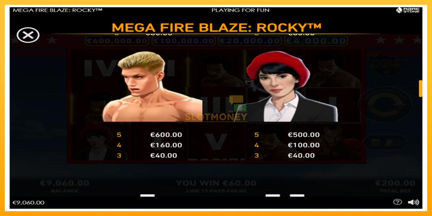 Máquina de jogos Mega Fire Blaze: Rocky - chance de ganhar dinheiro, foto 5