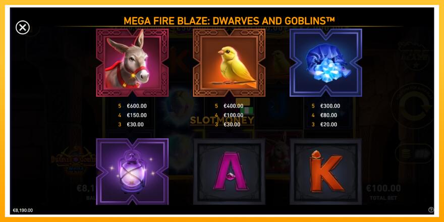 Máquina de jogos Mega Fire Blaze: Dwarves & Goblins - chance de ganhar dinheiro, foto 6