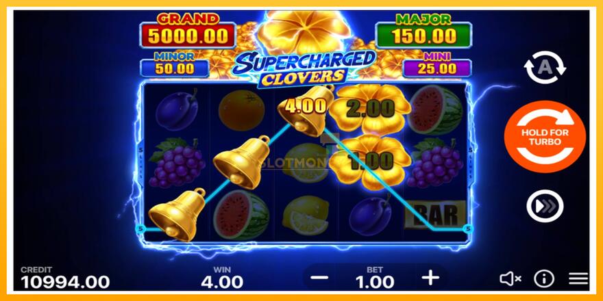 Máquina de jogos Supercharged Clovers: Hold and Win - chance de ganhar dinheiro, foto 2